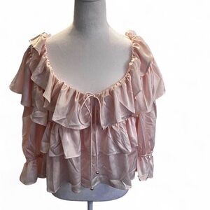 Francesca's Collections Light Pink Ruffle Blouse